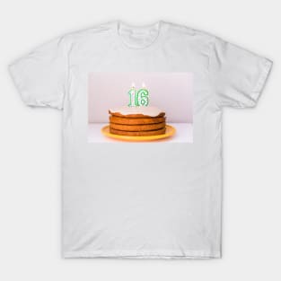 Sweet Sixteenth Birthday Polka Dot Candles on Birthday Cake T-Shirt